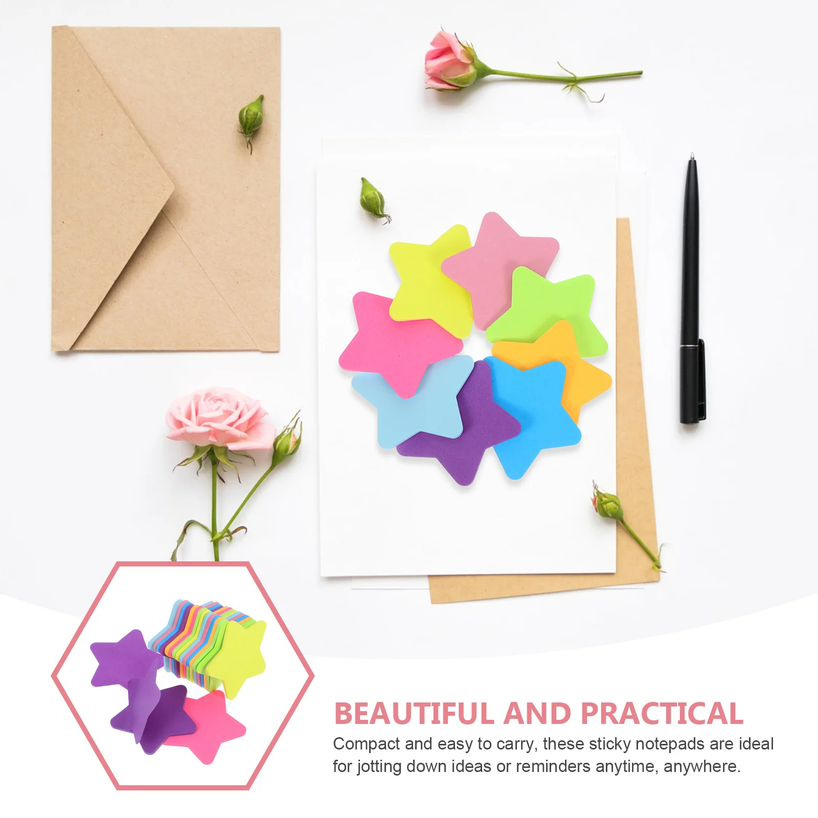 16 قطعة من دفاتر الملاحظات اللاصقة ذات النجمة الخماسية، التصاق موثوق به يقع على الأسطح، مثالية لتنظيم المهام، تذكير الملاحظات المنزلية