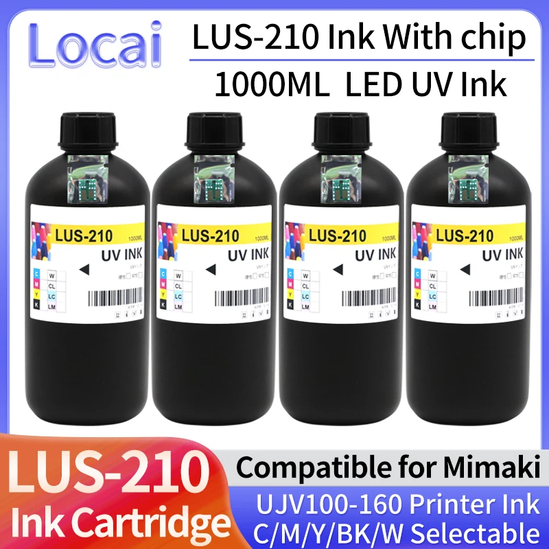 1000ML LUS-210 LUS210 Compatible Replace Ink UV Ink for Mimaki LUS-210 UV Ink For Mimaki UJV100-160 Printer With Chips soft