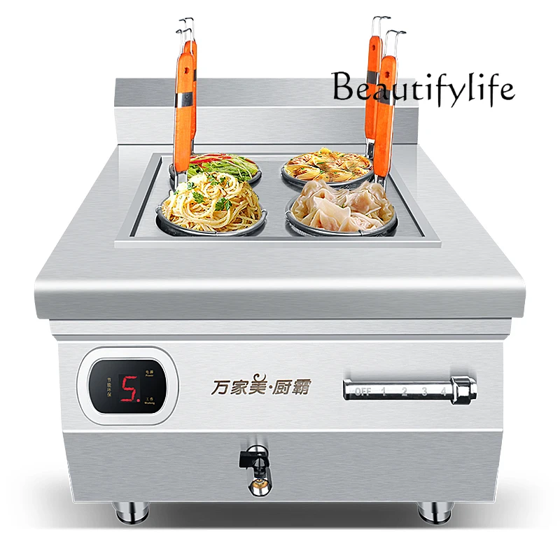 Multi-head commercial noodle cooking stove 6000W desktop pot 380V noodle cooking electromagnetic stove 8KW