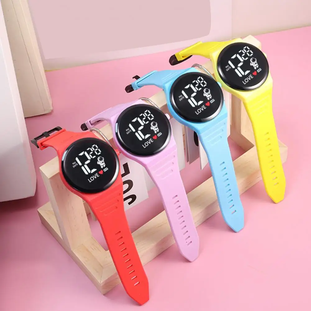 Relógio eletrônico LED masculino e feminino, pulseira de silicone redonda, relógio esportivo digital casual, presente de aniversário para meninos e meninas