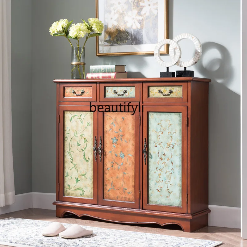 

all solid wood 3 buckets 3 doors shoe cabinet large capacity living room partition foyer entrance cabinet factory wholesale