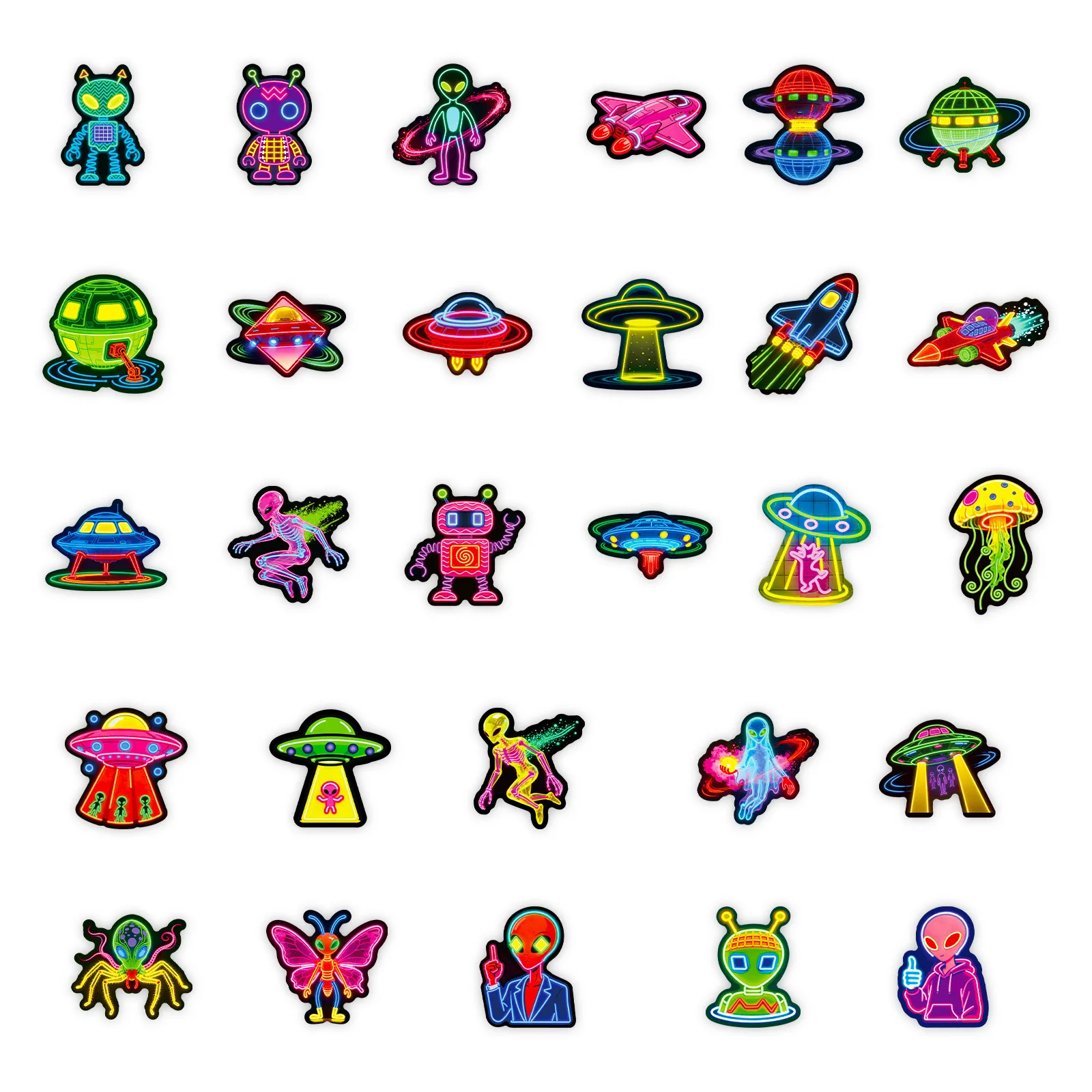 50 pezzi simpatici adesivi alieni decalcomanie UFO per telefono laptop scrapbook skateboard chitarra adesivi estetici graffiti fai da te