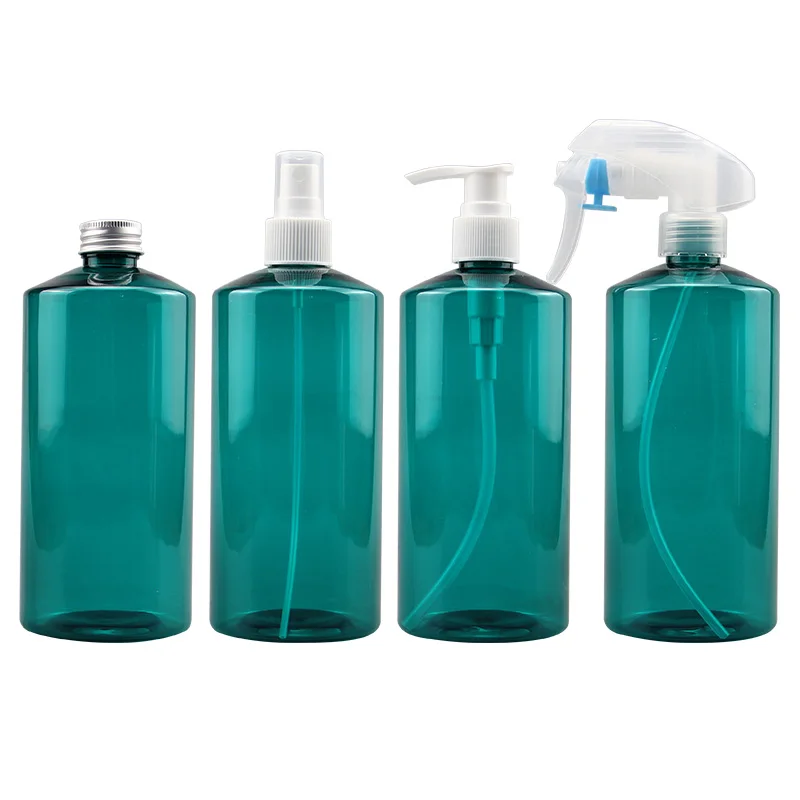 Malachite Green 480ML X 12 Plastic Lotion Pump Bottle Empty PET Sprayer Container For Cosmetic Perfume Toner Shampoo Liquid Soap