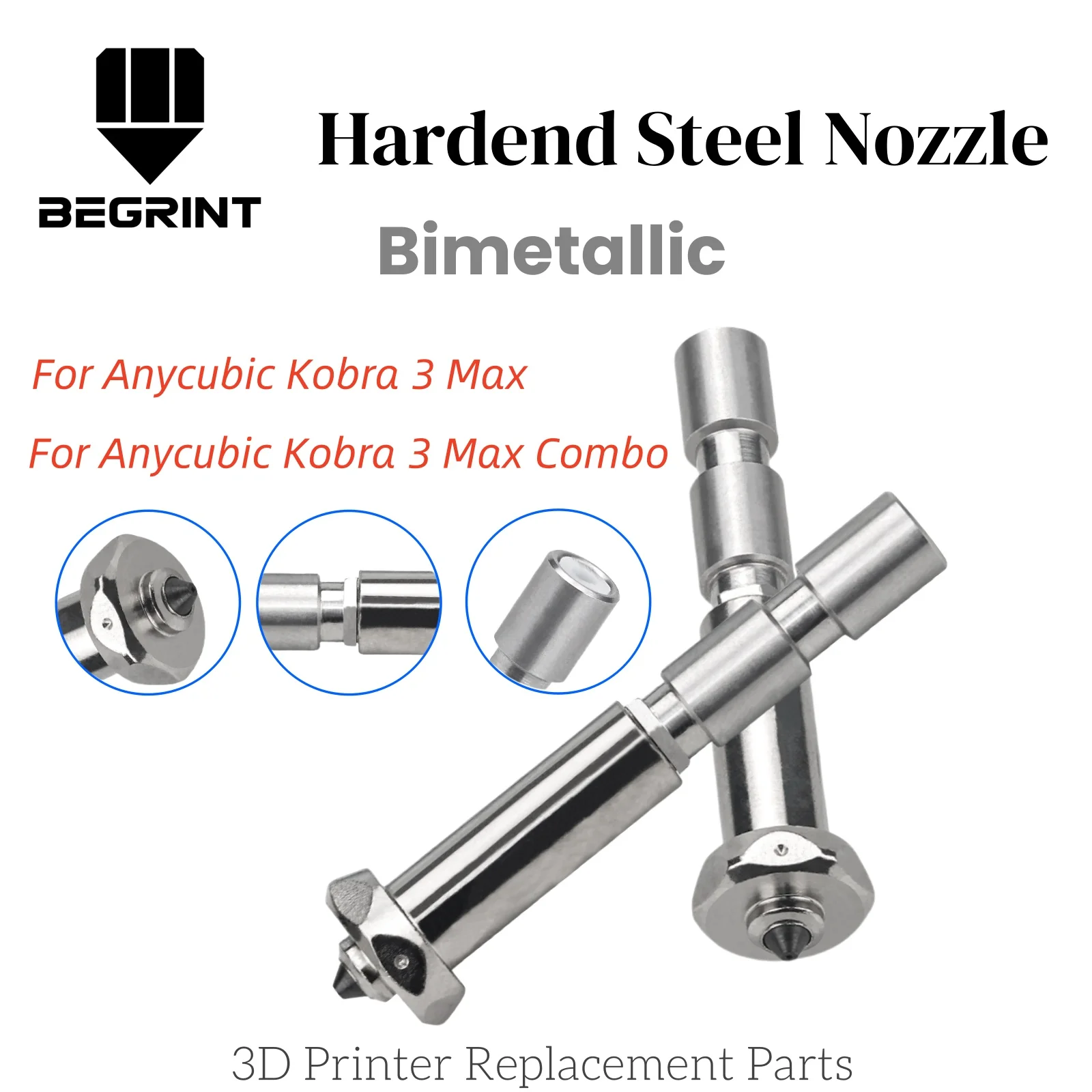 

Биметаллические сопла Hotend для Anycubic Kobra 3 Max Combo, быстросменная насадка из закаленной стали, 0,4 мм, детали 3D-принтера с высоким потоком
