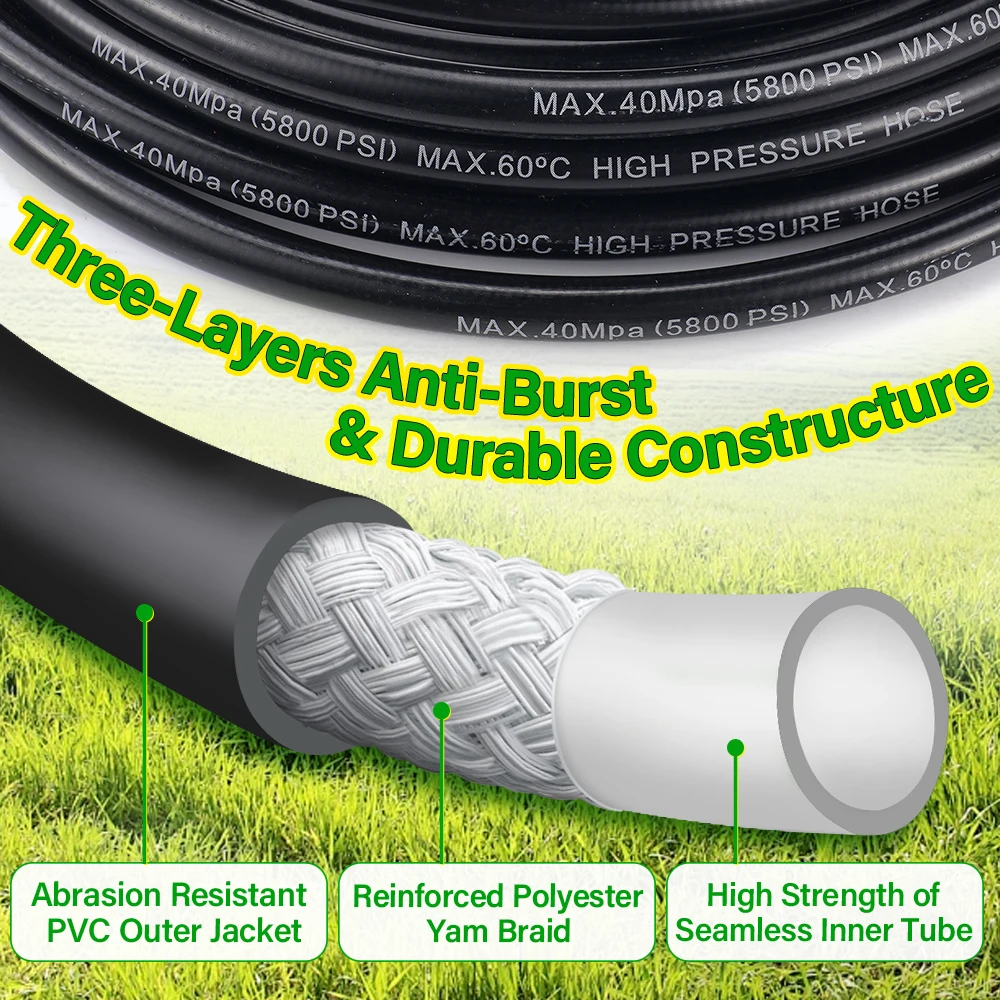 10M High Pressure Washer Hose, 5800 Psi Extension Hose for Lavor Pressure Washer, Water Gun Hose, 40Mpa High Speed Cleaning Pipe