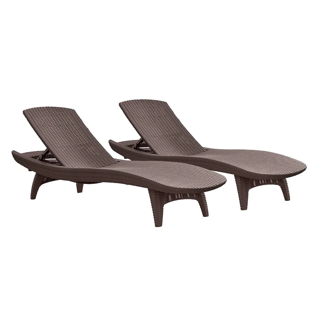 

Set of 2 Pacific Sun Lounge Chair Outdoor Chaise Pool Chairs with Resin Rattan Look and Adjustable Back, Customized