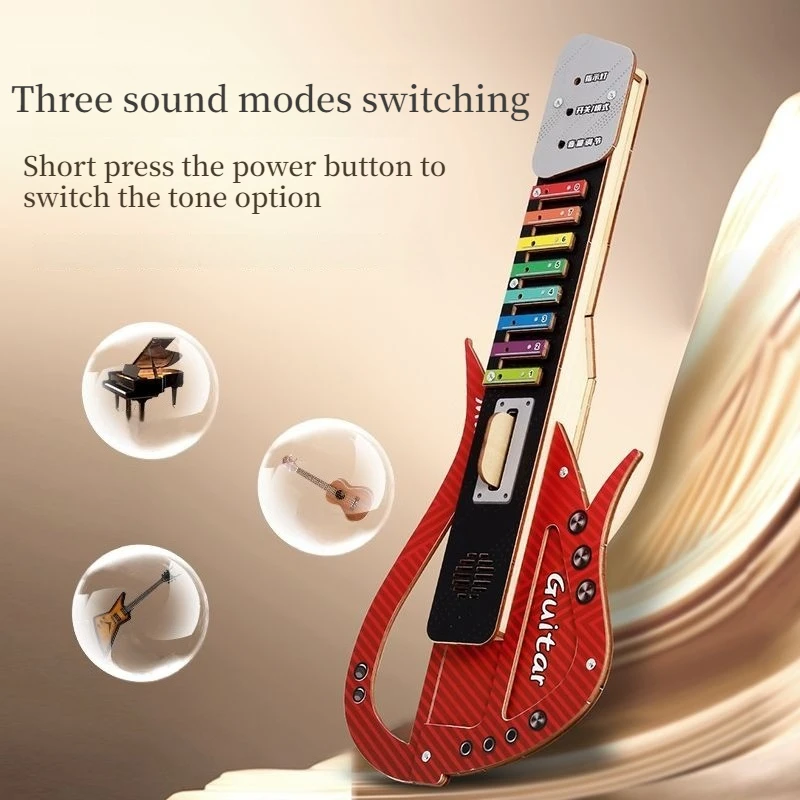 Holz DIY E-Gitarre Kits Spielzeug Kinder Spielen Gitarre Material Kit Selbst Montage Pädagogische Musikinstrumente Kinder Geschenke