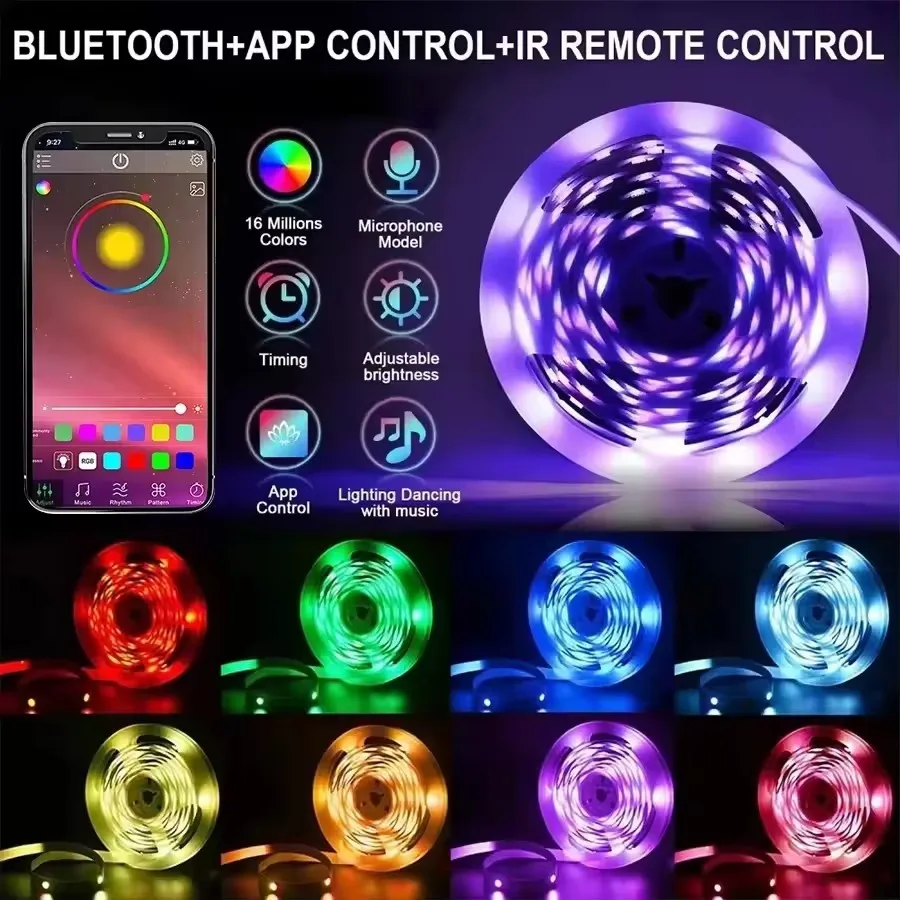 بلوتوث USB LED قطاع ضوء 5 فولت USB RGB أضواء مرنة LED مصباح الشريط الشريط RGB ذاتية اللصق إضاءة خلفية للتلفاز غرفة إضاءة ديكوريّة