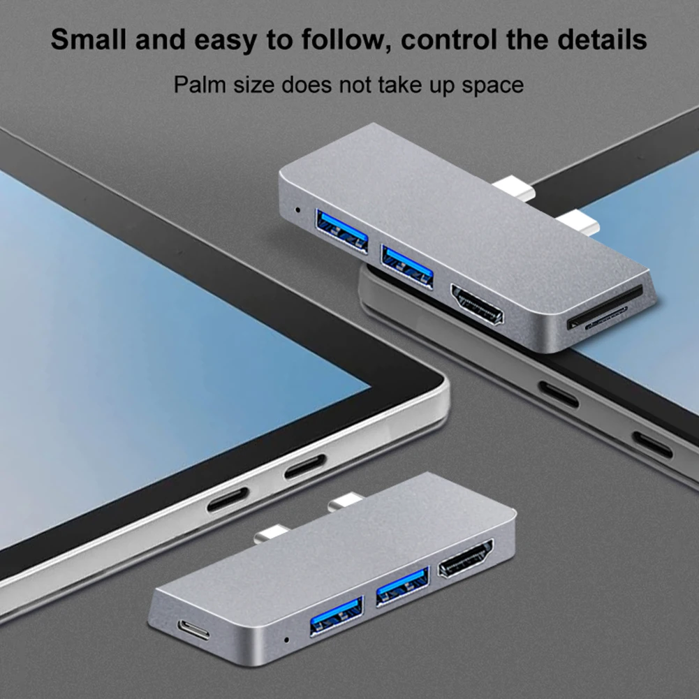 Docking Station Laptop PD Charger Type-C USB C Adapter Portable HUB Dock Station Splitter High Speed for Microsoft Surface Pro 8