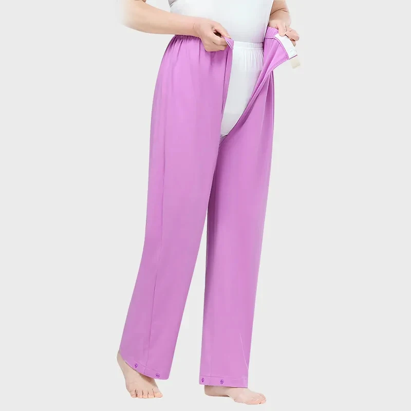Plus Size Women's Thickened Cotton Pants Easy Wear Removable Incontinence Trousers Open Crotch Pants Couple Home Sleeping Pants
