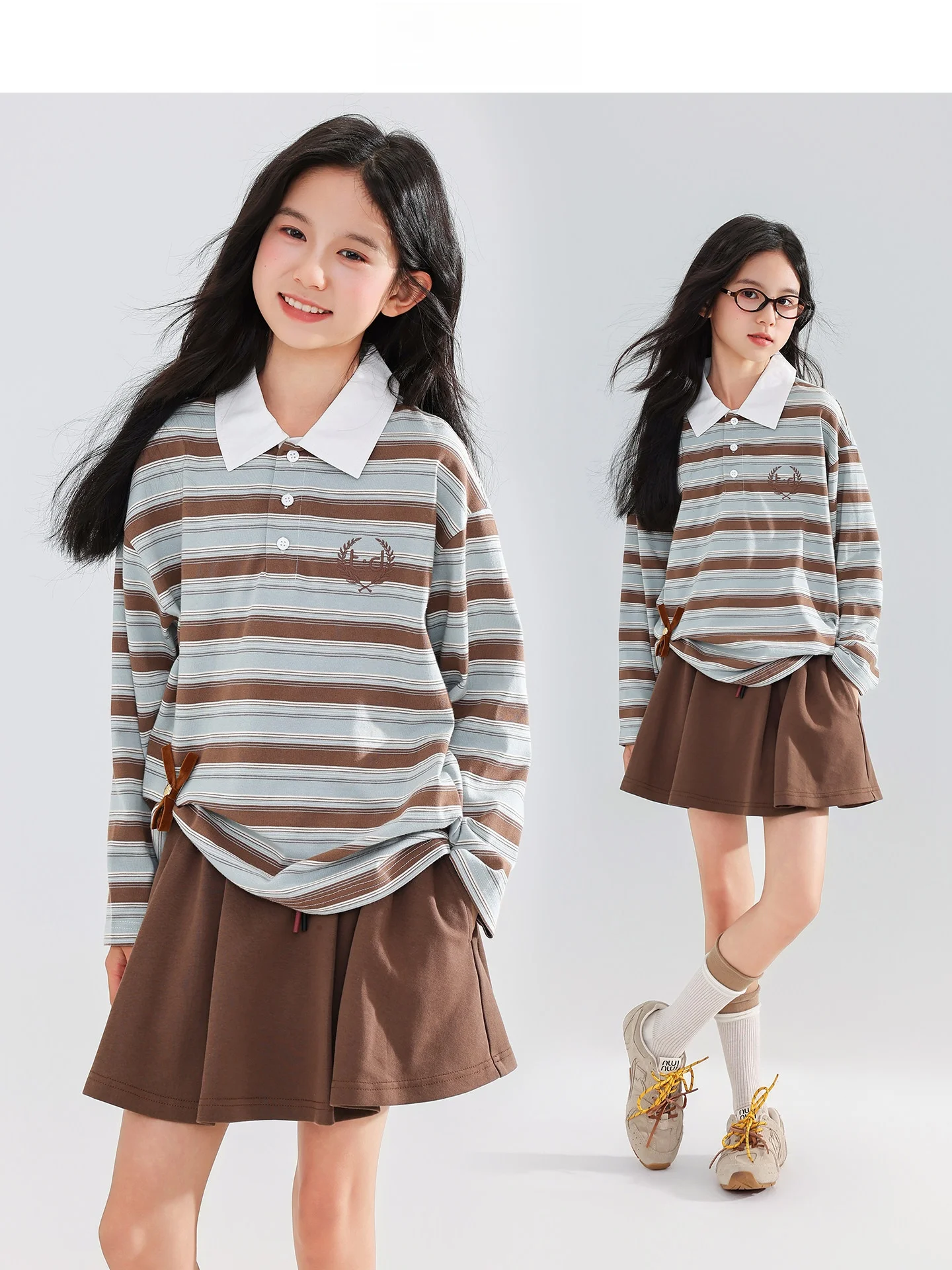 girls'-vintage-striped-shirt-long-sleeve-loose-fit-spring-autumn-versatile-school-style-top-children's-clothing-shirt