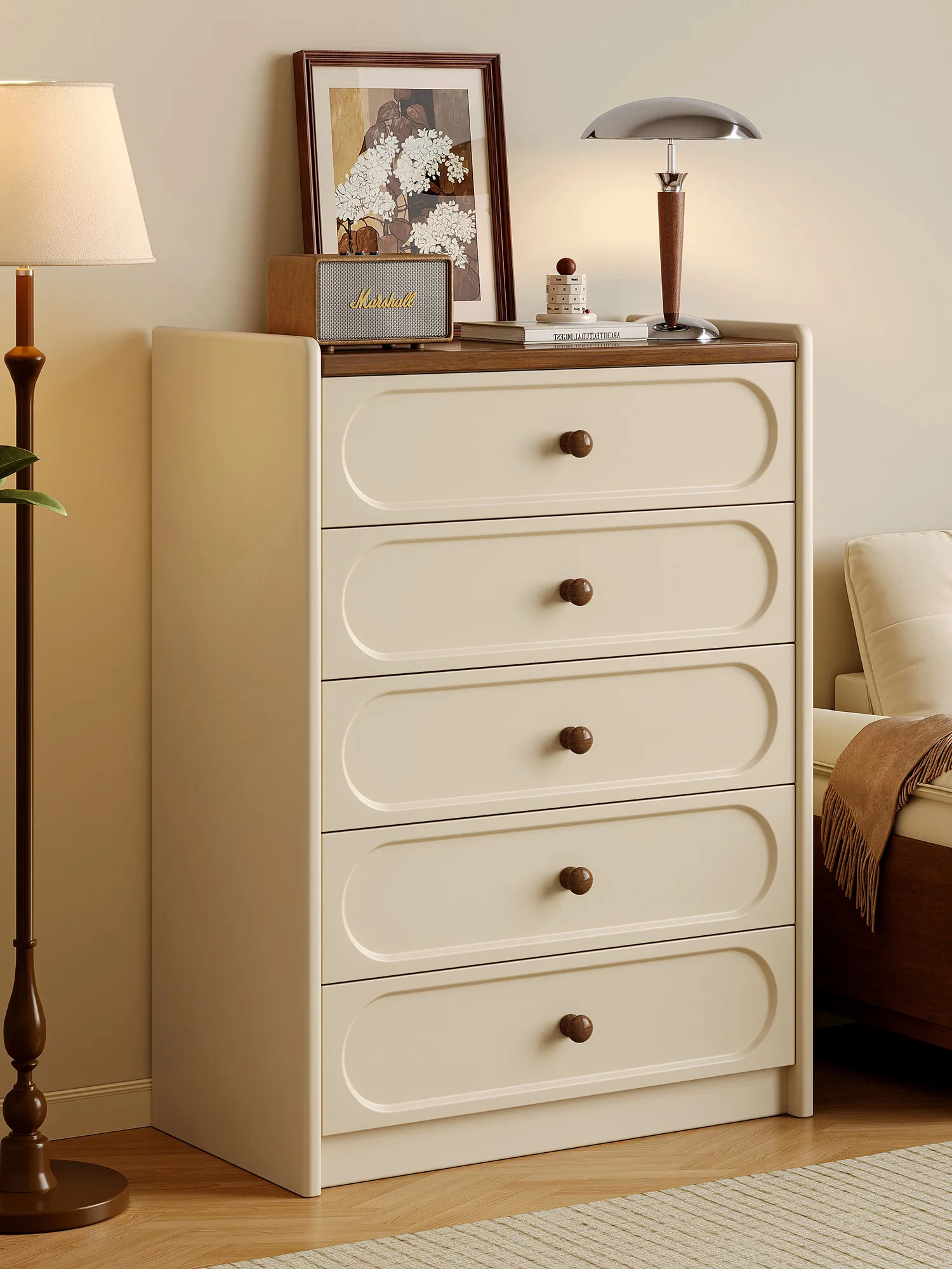 PYJ cream antique solid wood living room by the wall master bedroom storage locker