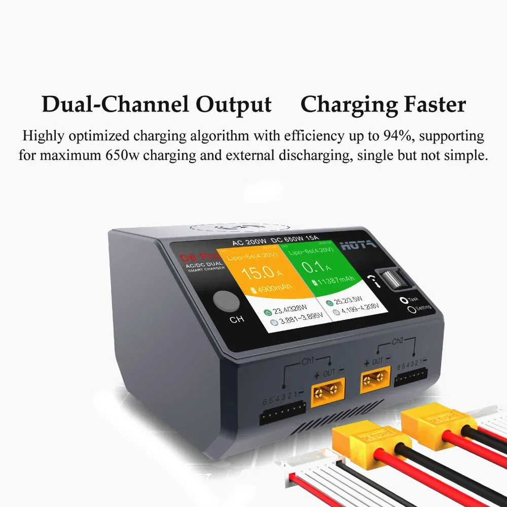 Oryginalny Hota d6 Pro AC 200w DC 2x32 5w/15A ładowarka Lipo do rozładowania inteligentna ładowarka do akumulatora kanału dla RC Drone części