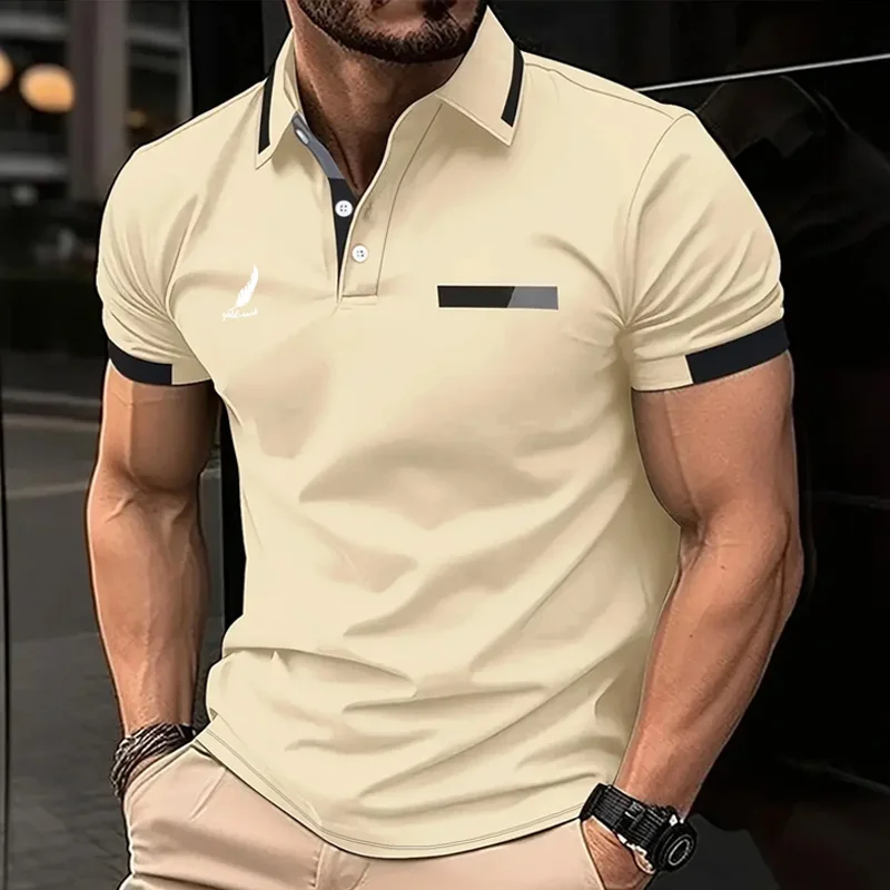 Summer Men's Polo Shirt Short Sleeve Lapel Button Tshirts for Men Casual Streetwear Lightweight Jogging Tops