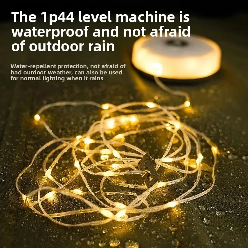 Portable LED Camping Light 10M Fairy String Lights 2000mAh Rechargeable Magnetic Lantern for Tent Outdoor Emergency