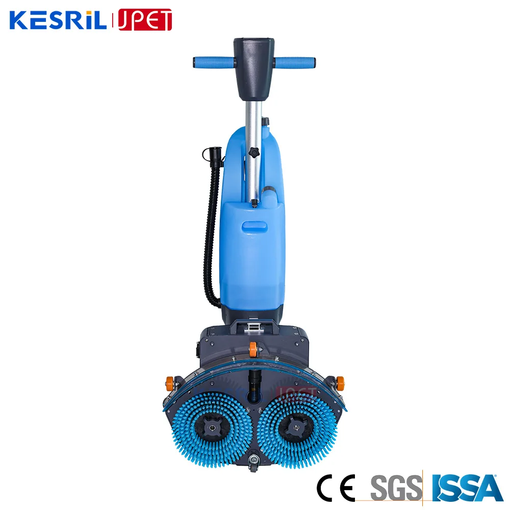 

Factory Electric Manual 18inch Walk Behind Mini Floor Scrubber Folding Dual-Brush Plastic New Floor Sweeper 1200m/H 6L/9L