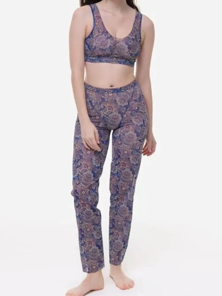 

Two Piece Sets Retro Bikini Printed Fashion Swimsuit And Cover Up Pants Tight Women's Bandage Summer Beach Luxury Elegant 2025