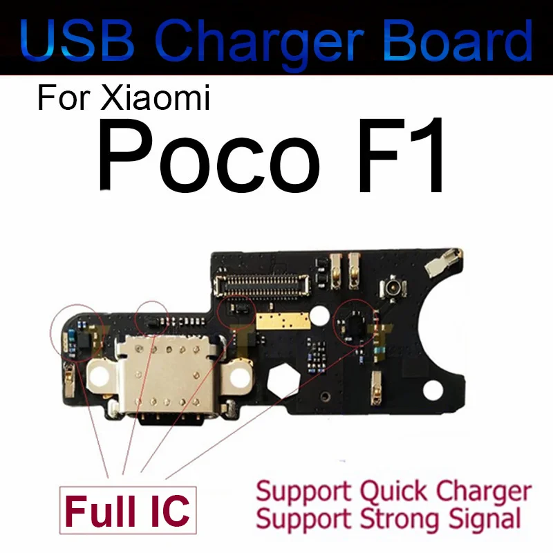 USB Charge Board Port For Xiaomi Pocophone F1 Poco F1 USB Charging Port Flex Cable Dock Connector Board Repair Part 100% Genuine