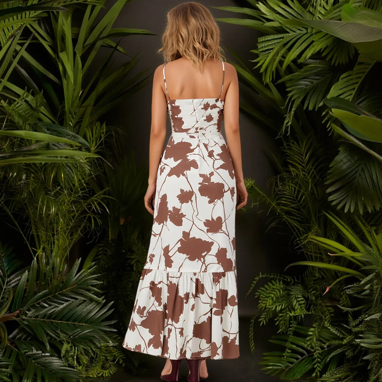 Vestidos de verano franceses elegantes a la moda, envoltura Floral intelectual sin mangas con cuello en V, vestidos largos de fiesta para mujer