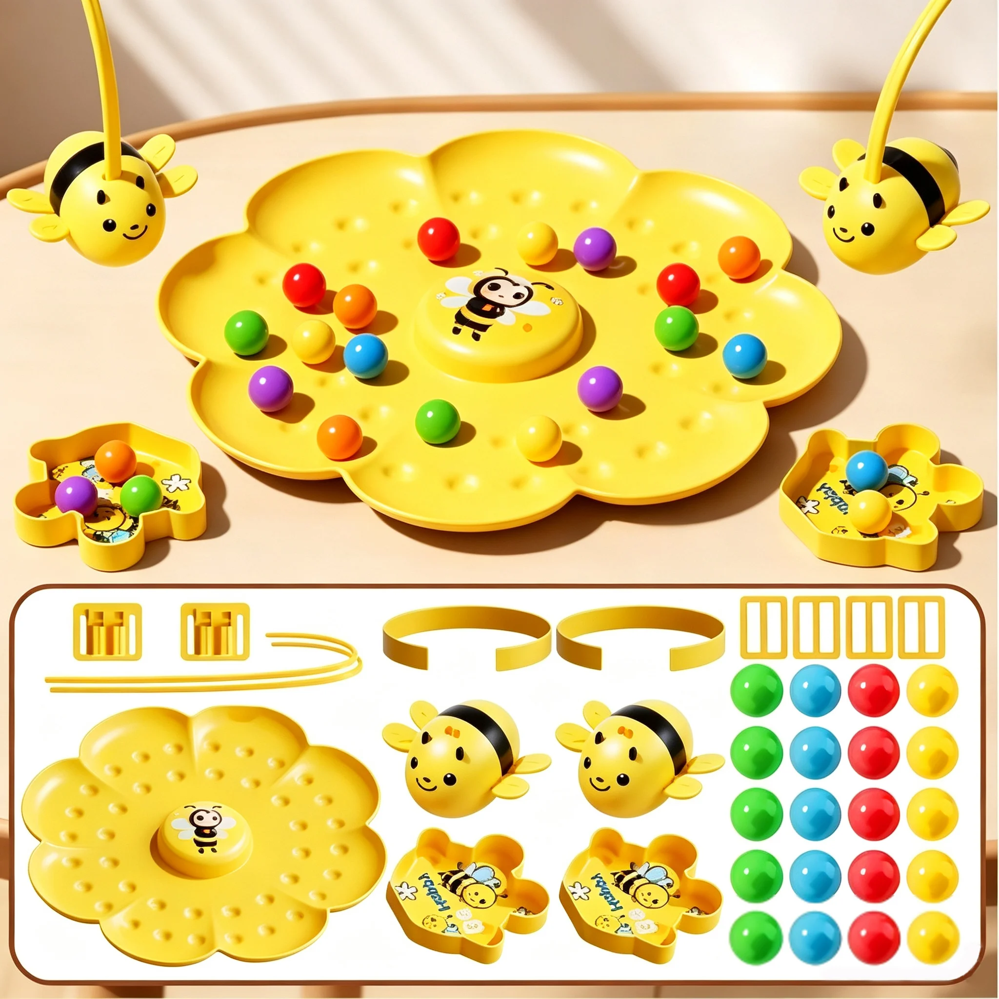 Little Bumblebee Multifunctional Board Game Puzzle Fishing Toys Interactive Educational Toys For Kids Christmas Gift Family Game