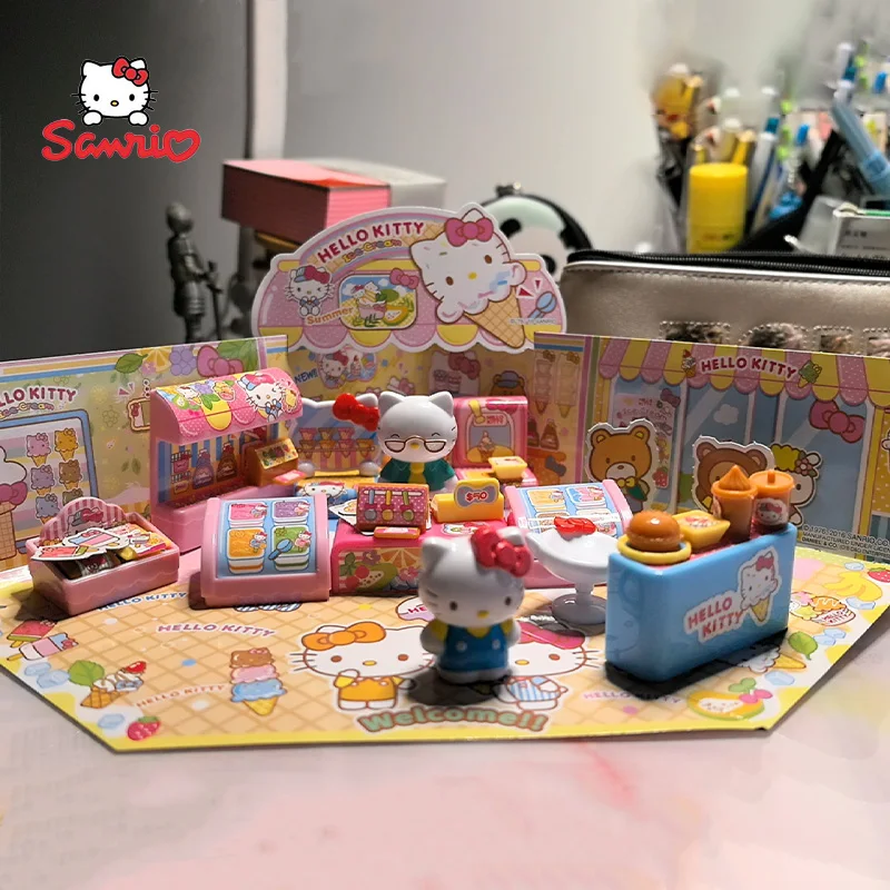 

Sanrio Anime Figures Hello Kitty Toys Set Street Corner Story Convenience Store Set Girls' Figure Play House Gifts Toys