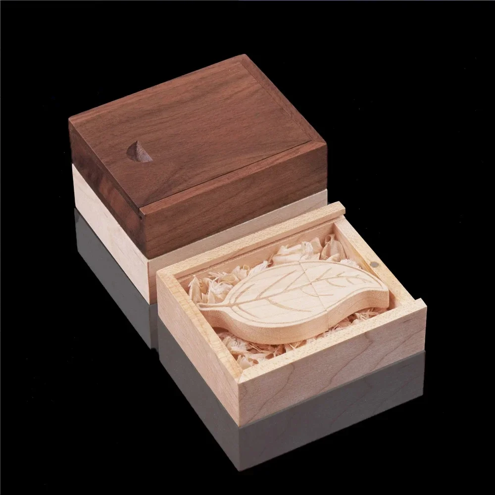 1PCS Natural Walnut Maple Wooden Unfinished Blank Storage Box With Slide Top for Necklace Ring Jewels USB Case Home Decoration