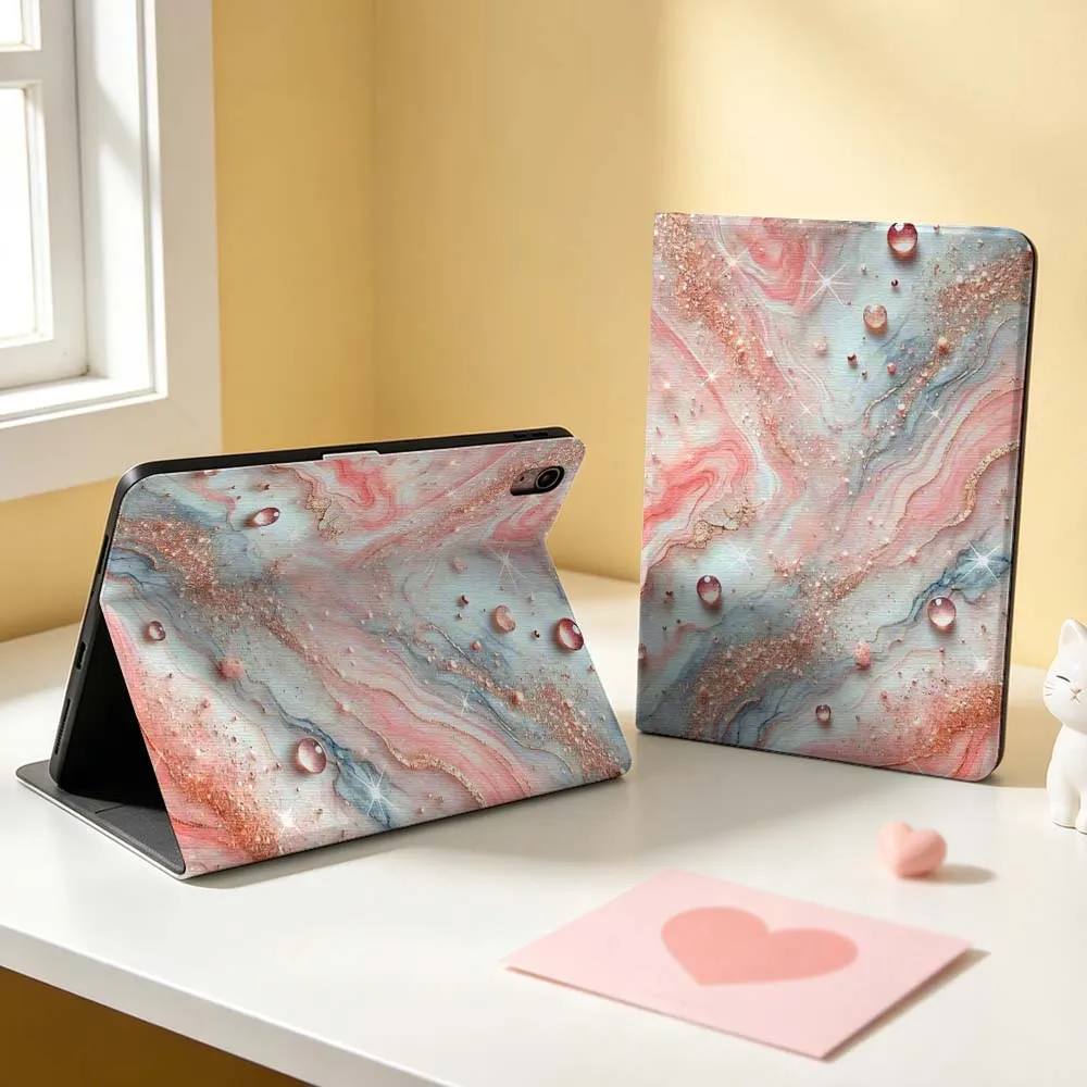 

Pink Agate Gold Crystal Pattern Soft For Apple iPad Pro Mini A16 A17 A14 4 5 6 7 6th 7th Gen 9.7 12.9 11 13 M4 inch Tablet Case