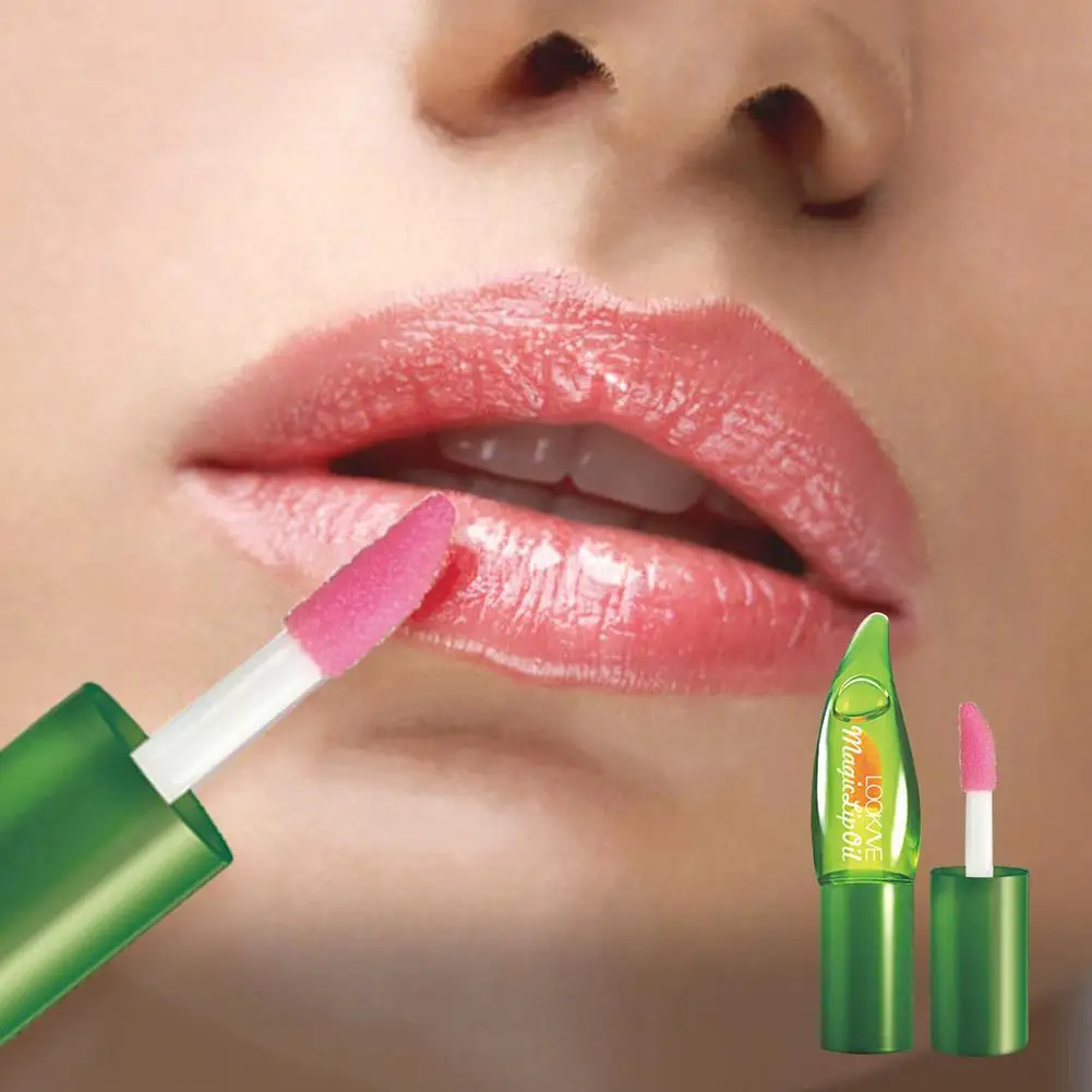 Aloe Vera Farbwechselnder Lippenstift, langanhaltende, feuchtigkeitsspendende Lippenpflege, nährender, lichtbeständiger Balsam, temperaturaktiviert, L T9G1