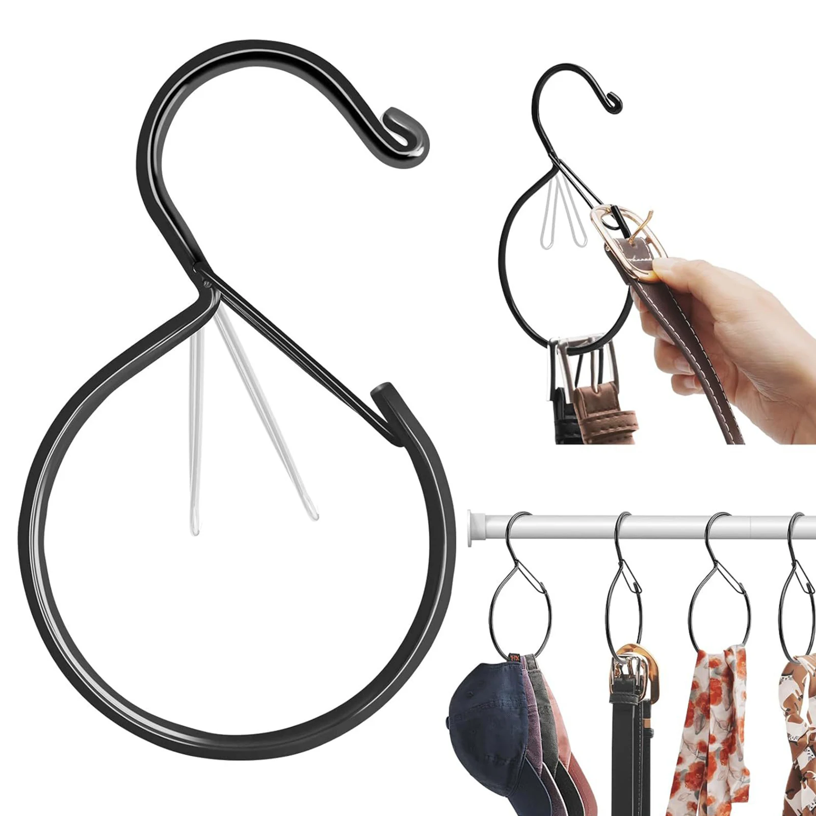 

1/5pcs Organizer Hooks Windproof S Shaped Storage Hook For Clothes Bag Tie Scarf Anti Drop Household Spring Buckle Storage Hook