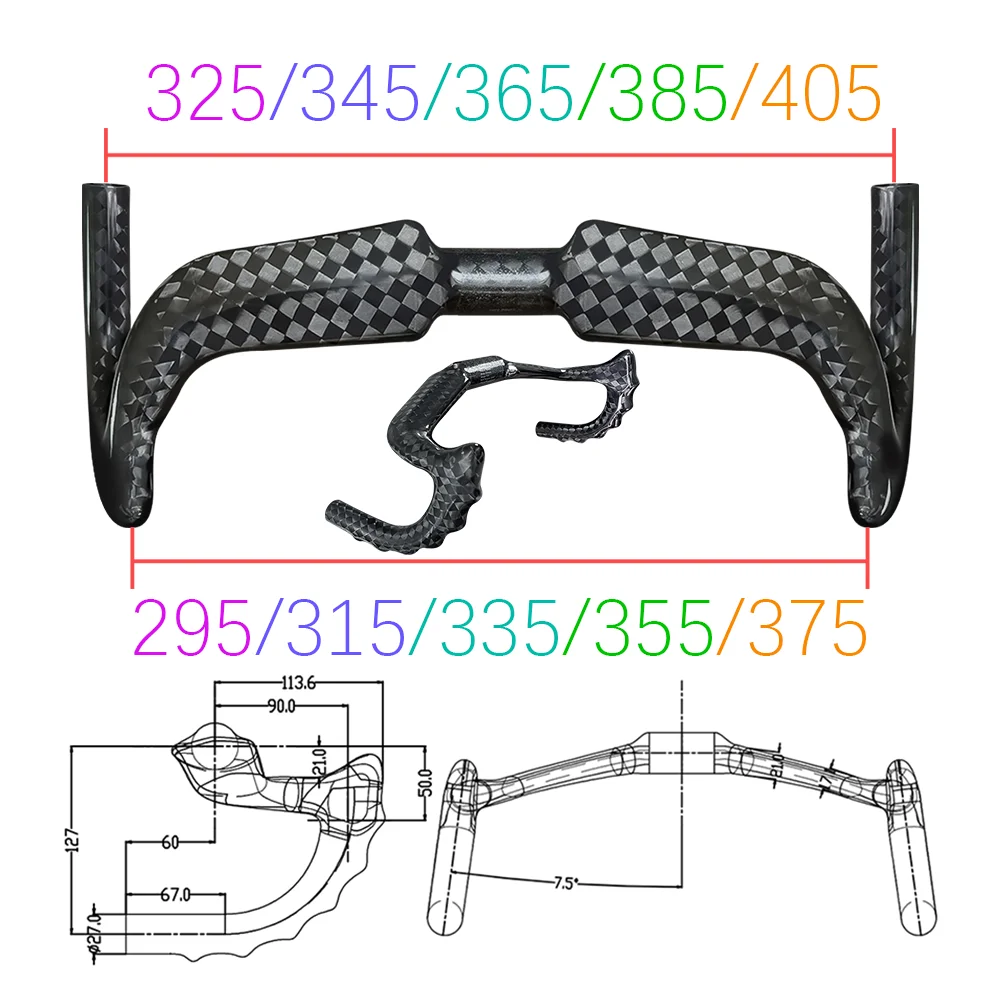 

BALUGOE Carbon Cycling Track Handle Aerodynamics Bicycle Handlebar Fixed toot Bike Handlebar 12K Shiny 31.8mm sports UCI