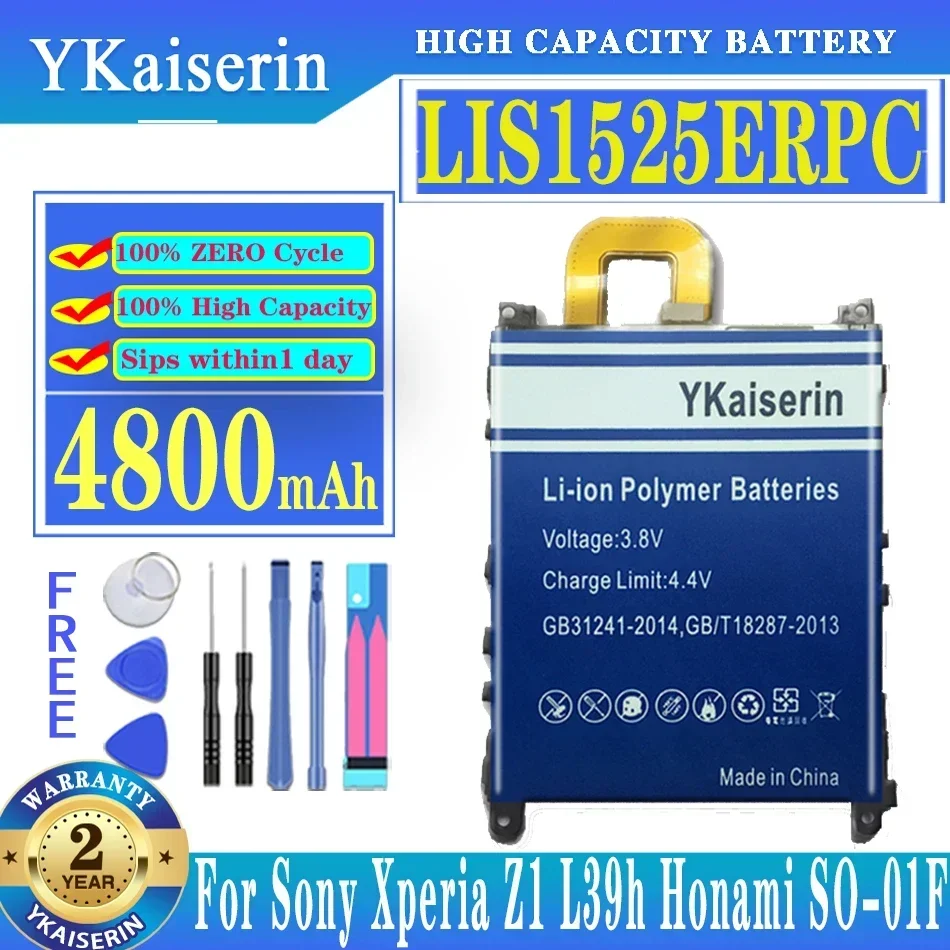 YKaiserin 4800mAh LIS1525ERPC Replacement Battery for Sony Xperia Z1 L39h Honami SO-01F C6902 C6903 C6943 Bateria + Free Tools