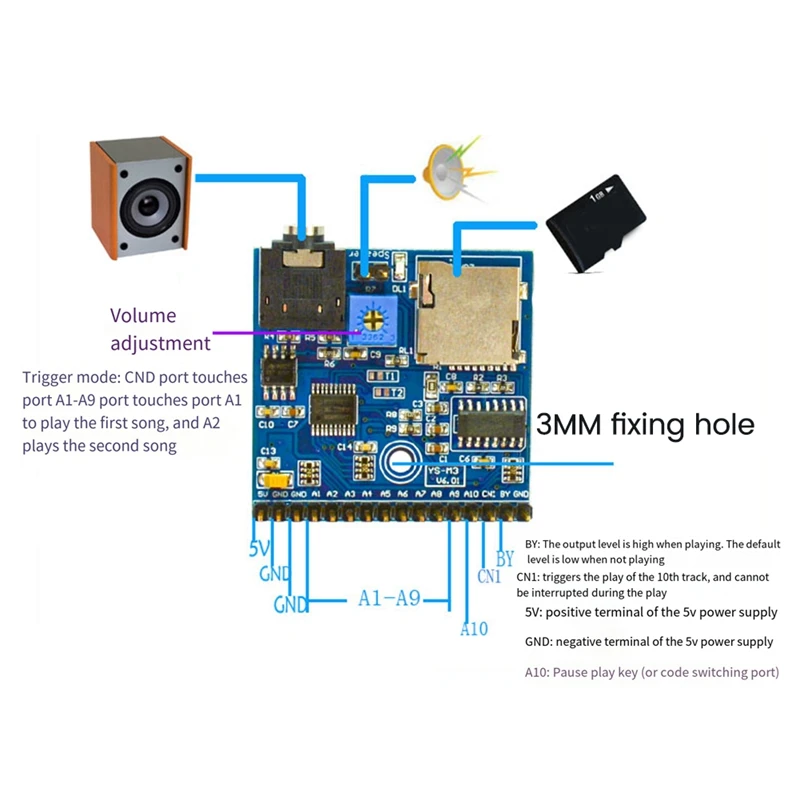 Voice Play Module For Arduino MP3 Prompt Trigger Broadcast MP3 Voice Module 1 Pieces