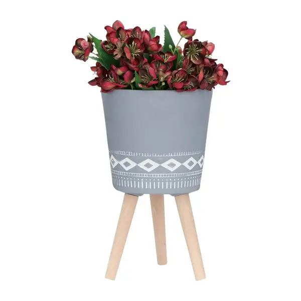 S/2 10/12' PLANTER DIAMOND COM LEGAS DE LANA, GRIS (KD)