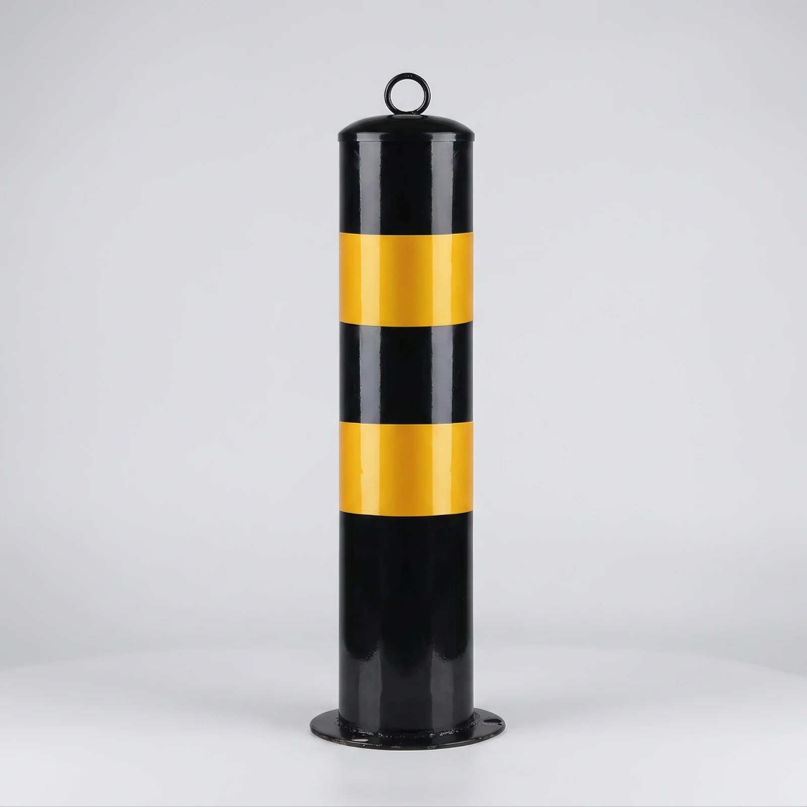 Steel Bollard High-Visibility Reflective Post Parking Post Cylindrical Bollard with Reflective Tape Eye-Catching for Roadside