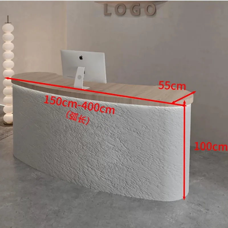 Executive Cushioned Reception Desk Stable Light Luxury Reception Counter Swivel Liftable Comptoir Reception Front Desk Furniture