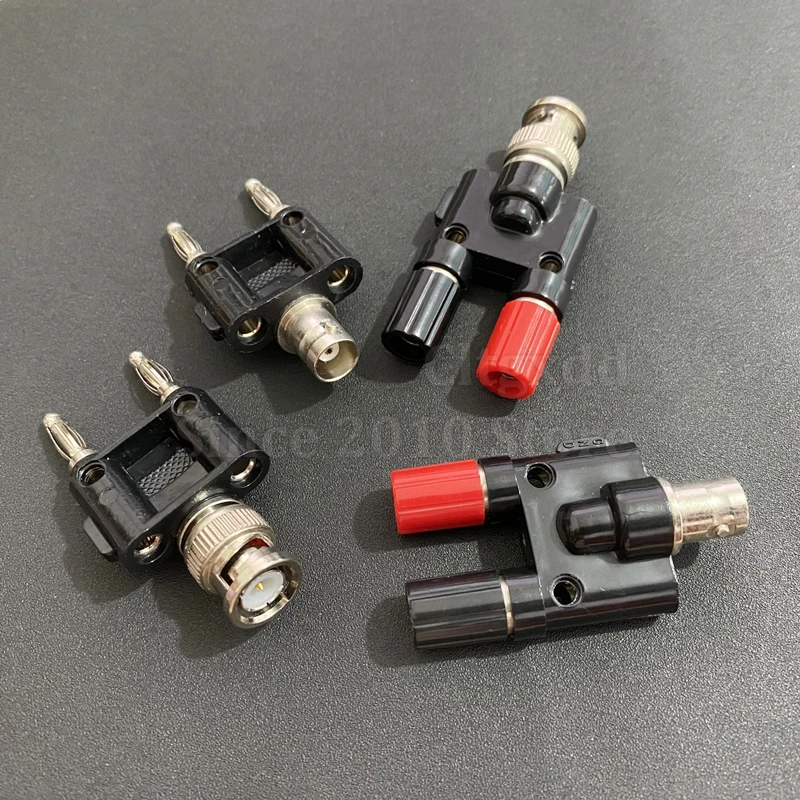 1PC BNC Adapter BNC Male Female To Dual 4mm Banana Plug Binding Post Connector Q9 Test Adapter For Oscilloscope Signal Generator