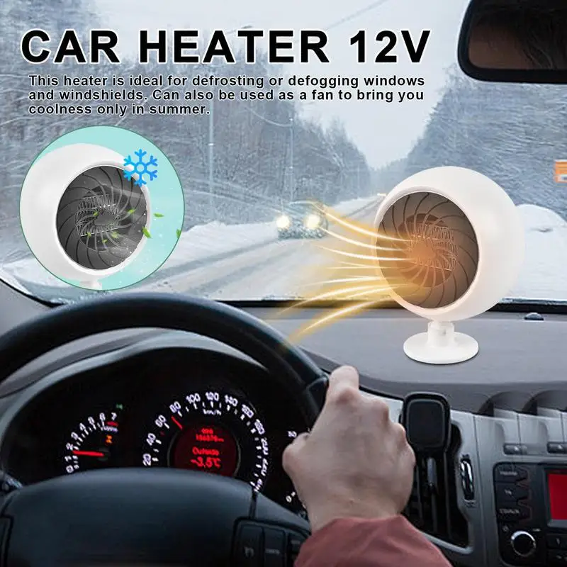 Portable Car Heater Fan 12V Fast 360 Rotation Cooling Fan Defogger Defroster Dual-Purpose Car Hot Fan For SUVs Various Vehicles