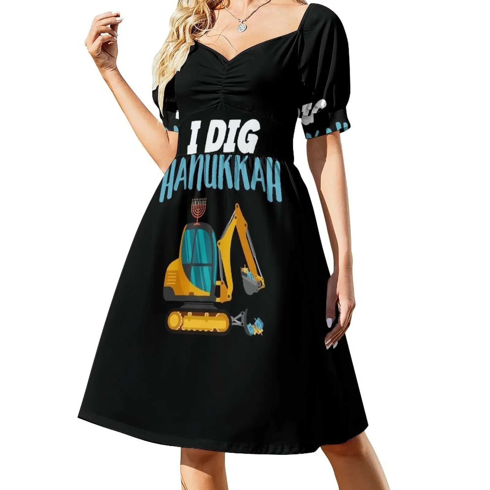 I Dig Hanukkah Excavator Construction Machine Sleeveless Dress Women's evening dress Dress