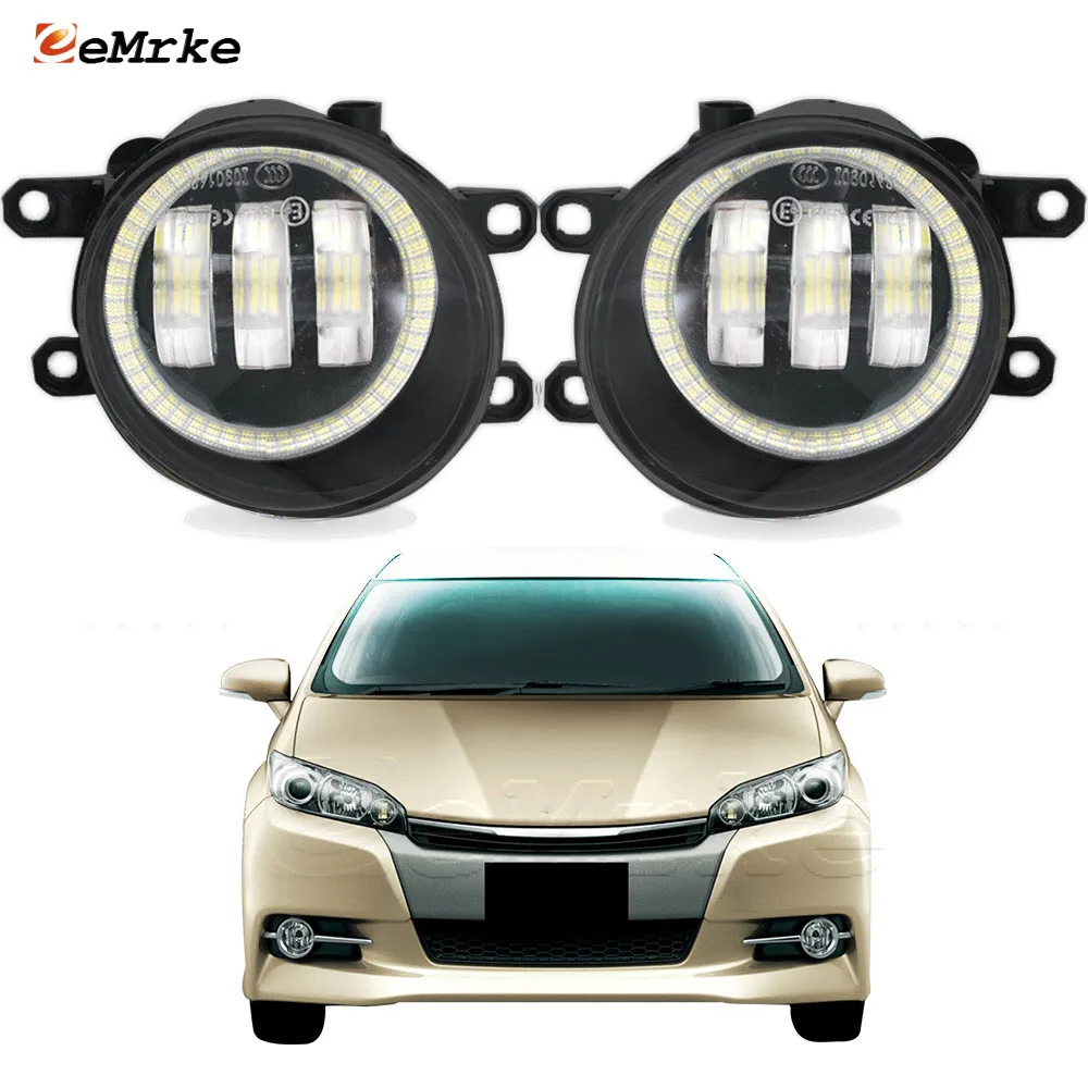 L & R Led Fog Lights PTF for Toyota Wish XE20 Facelift 2012 2013 2014 2015 2016 w/ Lens Angel Eyes Car DRL Daytime Running Lamp