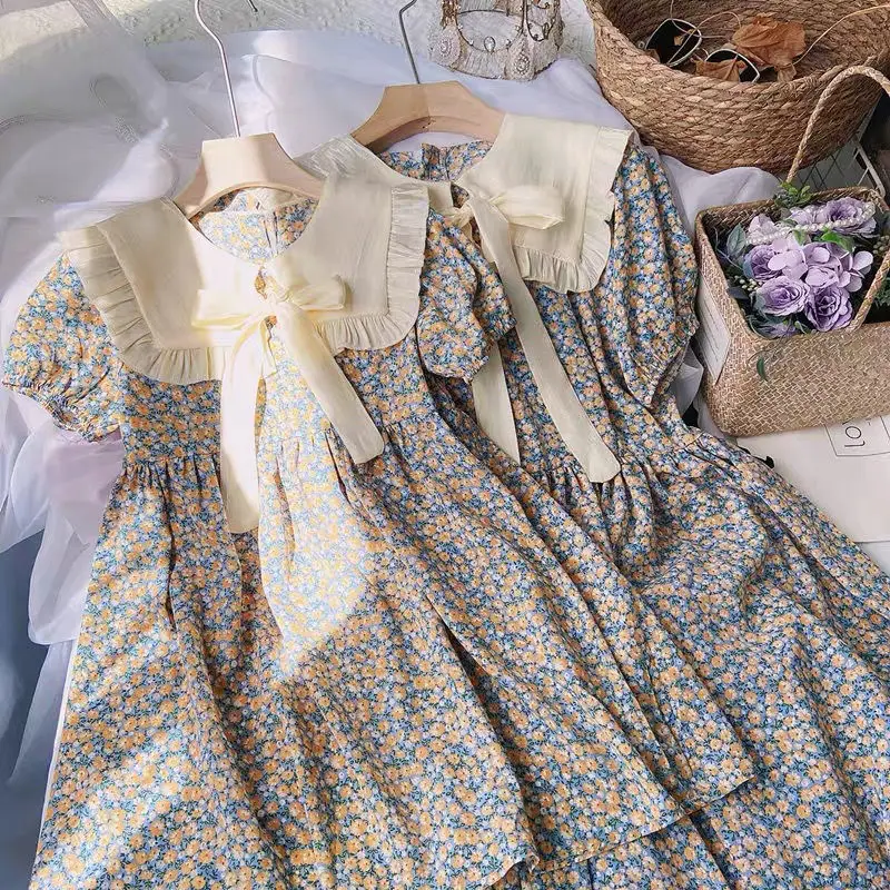 

Thin Baby Princess Dress Girls' Dress2024New Summer Fashionable Children's Clothing Girls' Short Sleeve Parent-Child-WSNY