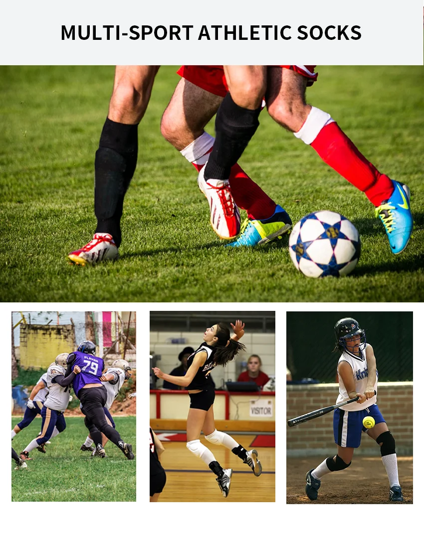 Weiße, schwarze Streifen, Fußball-Fußballsocken für Männer, Teenager, Kinder, Jungen, über der Wade, Baseball, Rugby, sportliche Socken für Damen und Mädchen