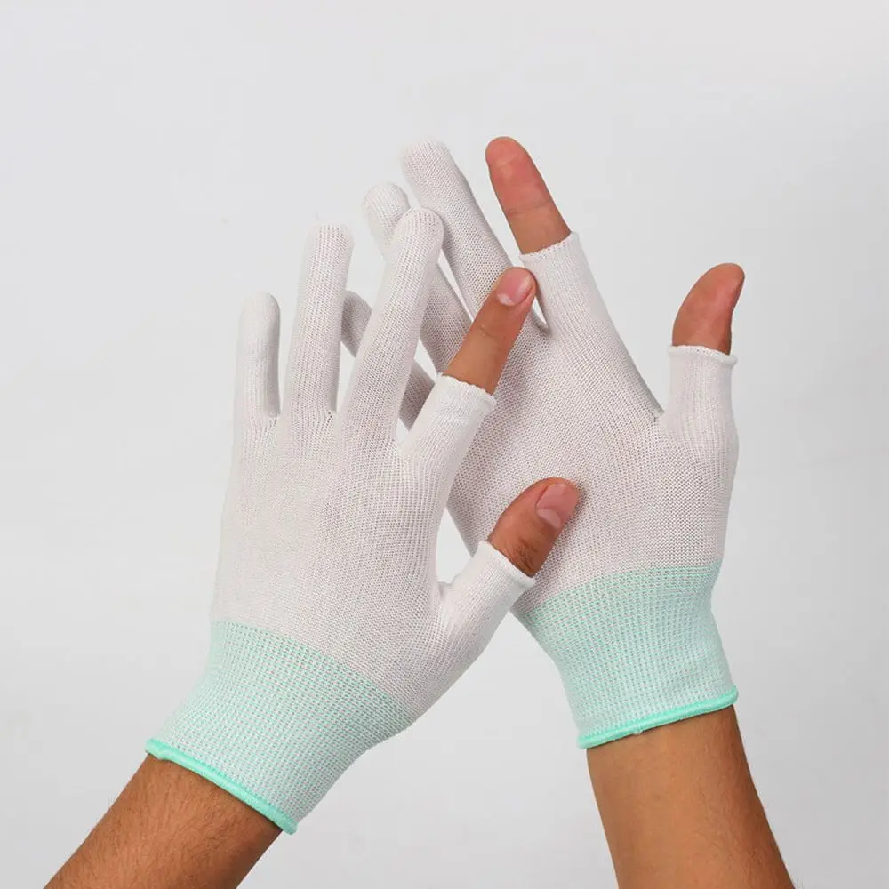 Sun Protection Tea Picking Gloves Windproof Fingerless Men Nylon Gloves Anti-skid Mittens Touch Screen Gloves Show Two Fingers
