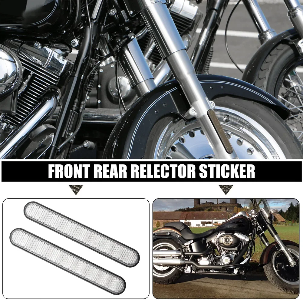 1pair Motorcycle Fork Reflector Clear Front Lower Fork Reflector Sticker Rear Saddlebag Cover Plastic White Reflector