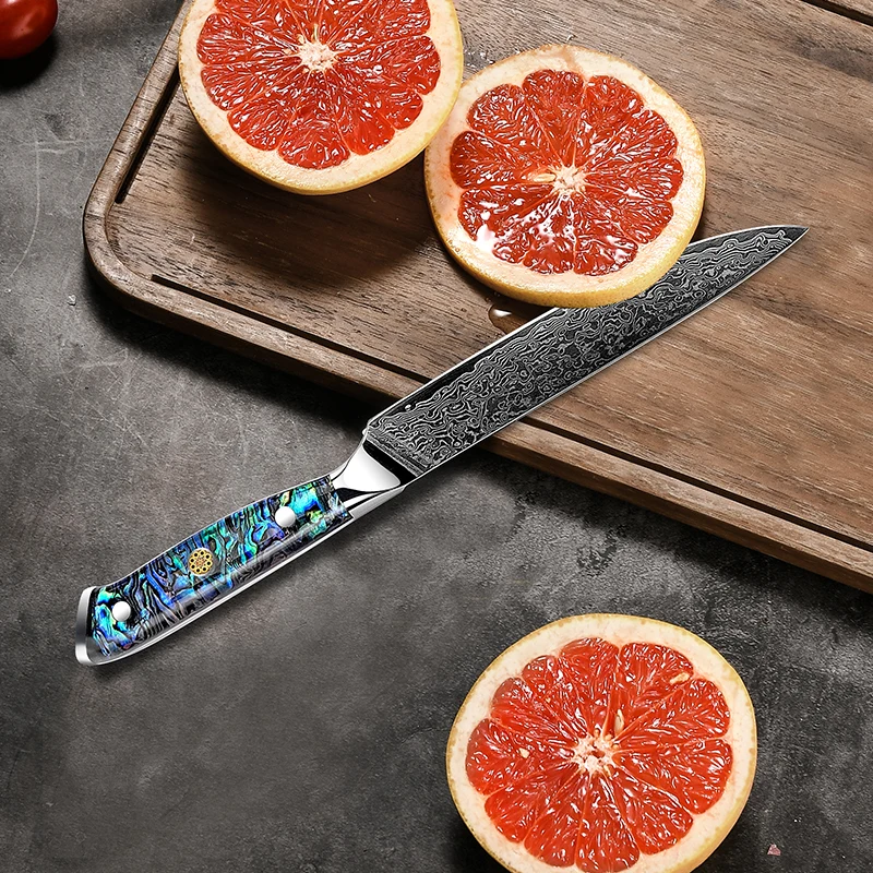 Grandsharp 6 Inch Damascus Utility Knife AUS-10 Japanese High Carbon Stainless Steel Kitchen Chef Knive Meat Fruit Tomato Cutter