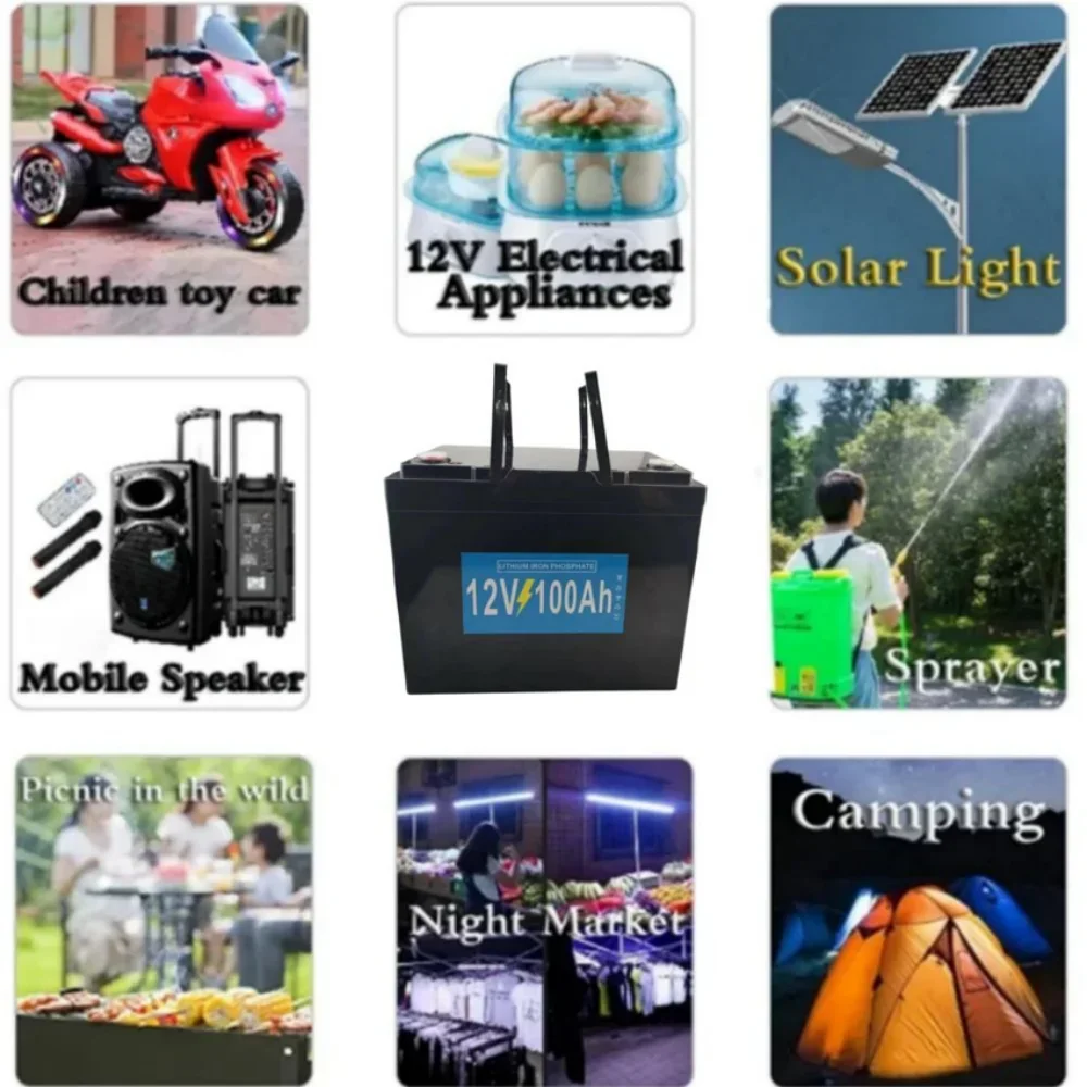 2024 NEW 12V 100Ah LiFePO4 Battery with BMS Lithium Iron Phosphate Batteries Pack for Solar Boat Golf Cart Wind Solar Energy