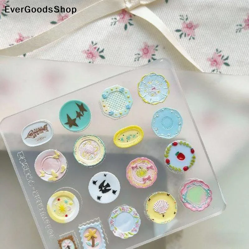 New Nail Art Mini Dinner Plate Mold 3d Relief Manicure Templates Nail Art Transparent Silicone Nail Mold
