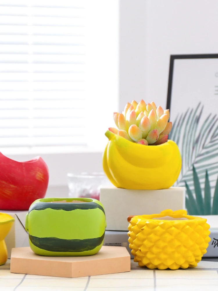 

Handmade Ceramic Flower Pot for Succulent, Cute Fruit, Creative Vase, Simple Home and Room Decoration