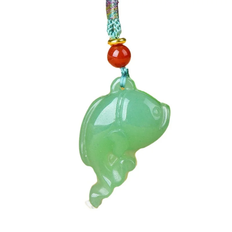 Aventurina Verde Natural para camisola, Dolphin Pendant, Jade Pendant, Square Sugar, auspicioso bloqueio de bons desejos