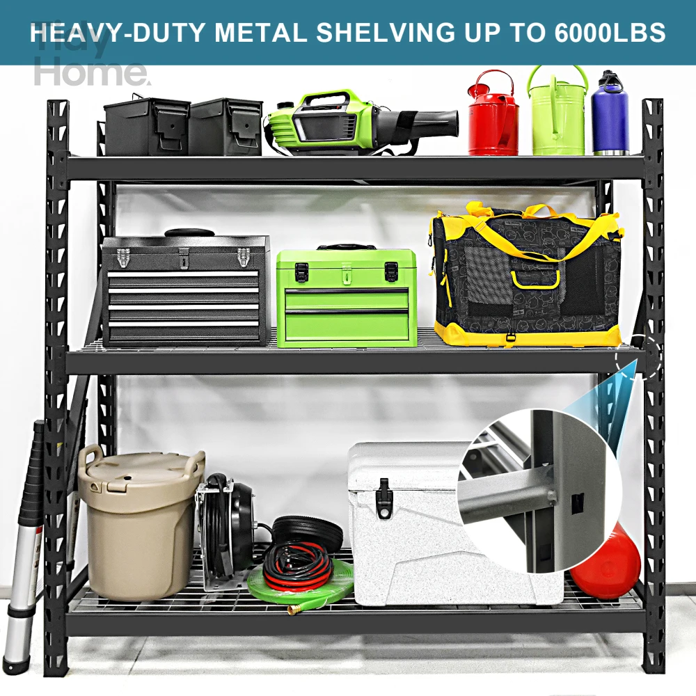 

6000LBS capacity Heavy Duty Garage Storage Shelves ,Adjustable 3 Tier Metal Shelving for Garage,Industrial Shelving Storage Rack