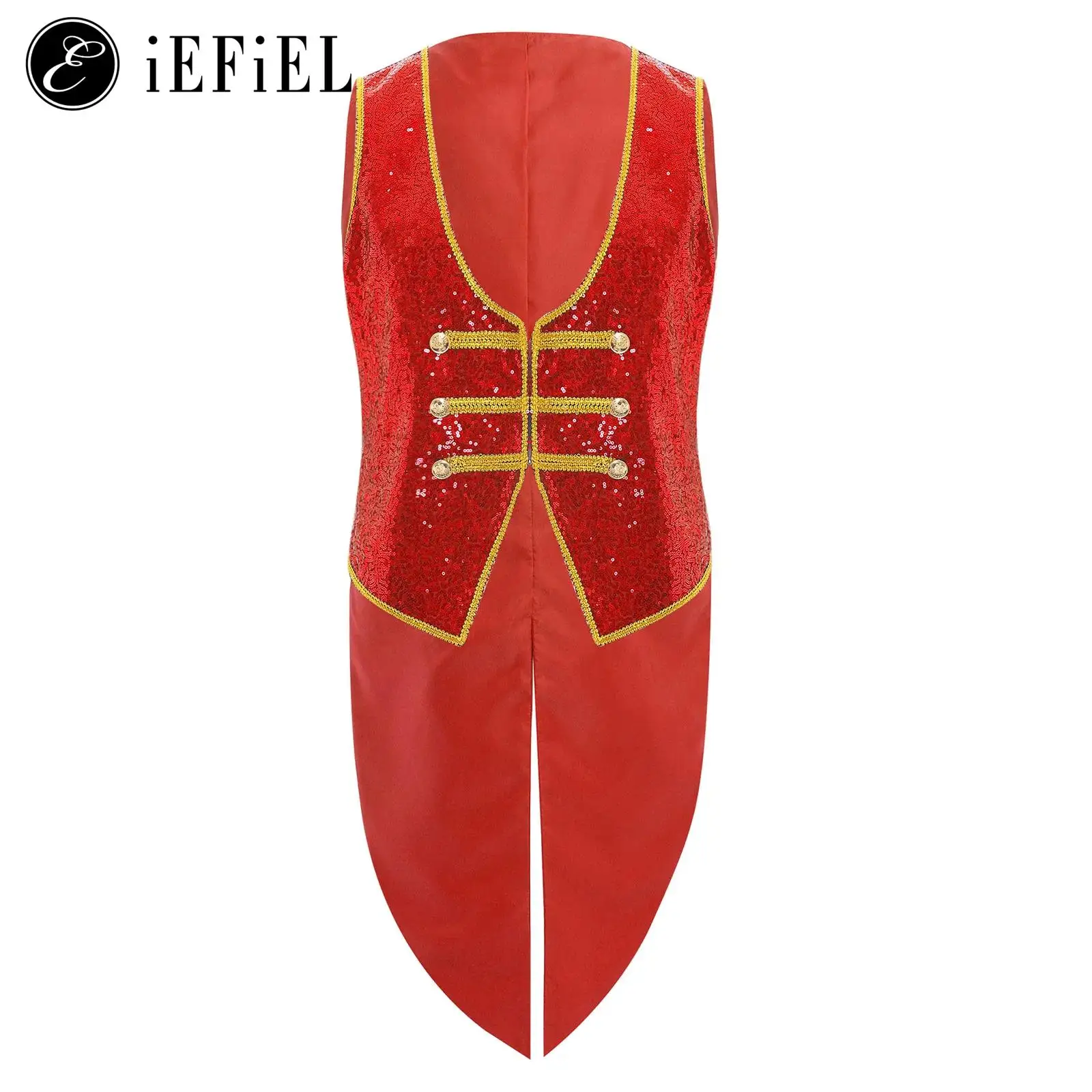 

Men Ringmaster Circus Show Halloween Cosplay Costume Sleeveless Waistcoat Lion Tamer Tailcoat Carnival Tuxedo Jacket